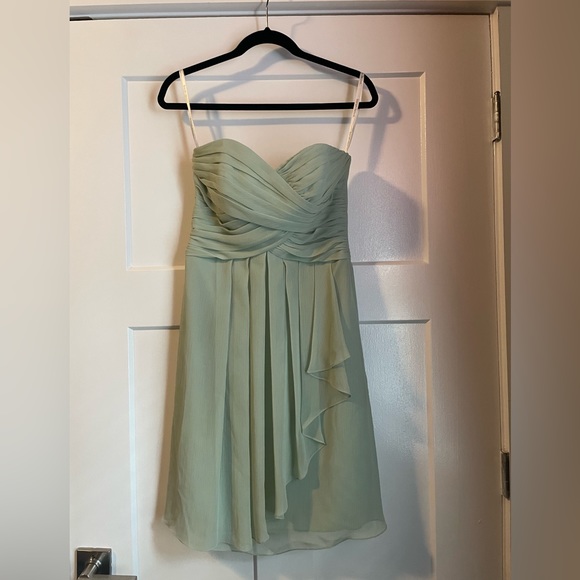 David’s bridal Strapless bridesmaid dress. Sage green - Picture 1 of 2